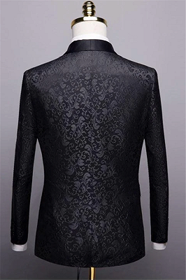 Black Jacquard Shawl Lapel Men Suits | Unique Slim Fit Two-Pieces Wedding Groom Tuexdos