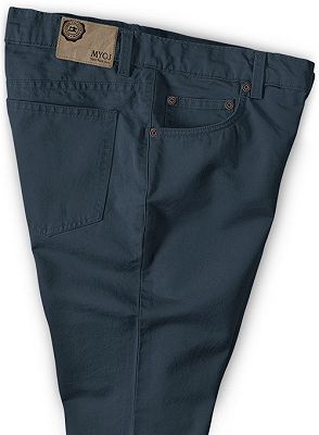 Latest Design Dark Blue Zipper Fly Casual Pants Mens Designer Trousers_3