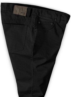 Black Mid Waist Zipper Fly Trousers for Men_3