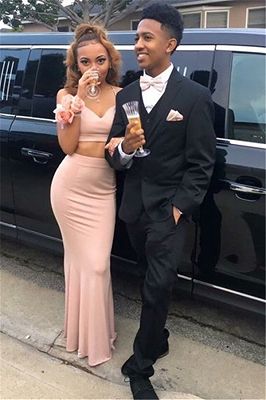 Fashion Three-Piece Black Slim Fit Prom Suit with Notch Lapel