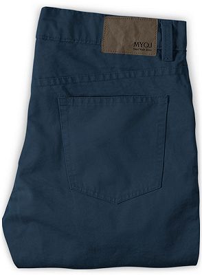Navy Blue Male Business Pants with Zipper Fly