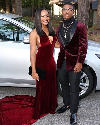 Burgundy Velvet Shawl Lapel Prom Men Suits