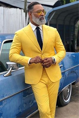 Stylish Yellow Prom Outfit for Prom | Peaked Lapel Men Suit