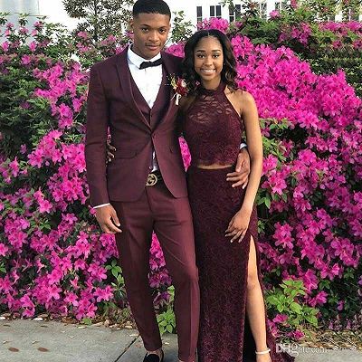 Burgundy Shawl Lapel Men Prom Outfits_2