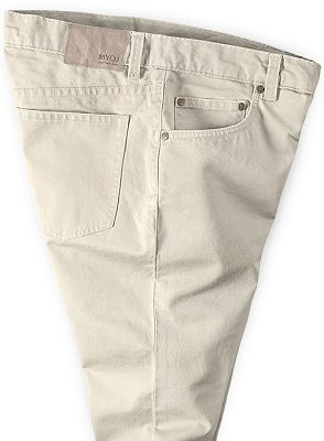 Cream High Quality Men Suit Pants with Zipper Fly_3