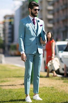 Formal Handsome Blue Notched Lapel Two-Pieces Business Mens Suits Online