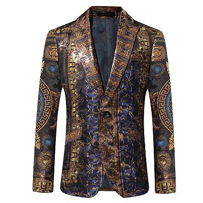 New Arrival Gold Jacquard Casual Blazer