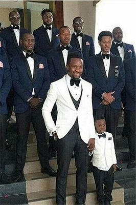 Connor Navy Blue Best Fitted Groomsmen Suits with Black Lapel_1