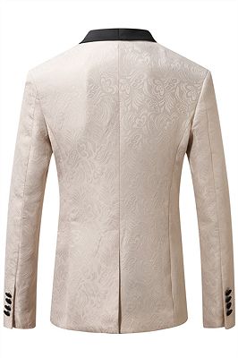 Julian Casual Off White Jacuquard One Button Blazer Jacket