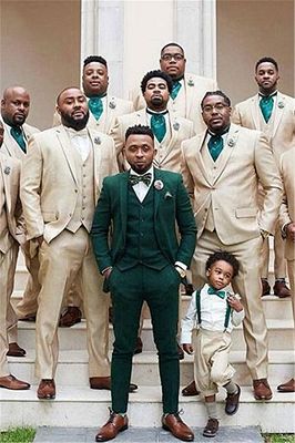 Brayden Light Champagne Notched Lapel Slim Fit Wedding Groomsmen Suit_1