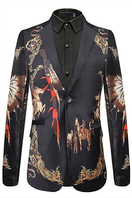 Evan Black Slim Fit Pattern Fashion Blazer Jacket for Men