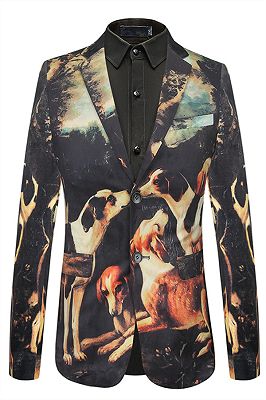 Lovely Dog Printed Pleuche Best Fitted Blazer Jacket for Men In Stock_1