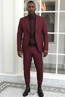 Burgundy Peaked Lapel Men Suits | Two Piece Slim Fit Prom Outfits Online
