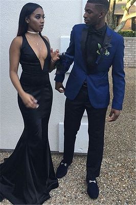 Navy Blue Slim Fit Best Prom Mens Suit with Peaked Lapel
