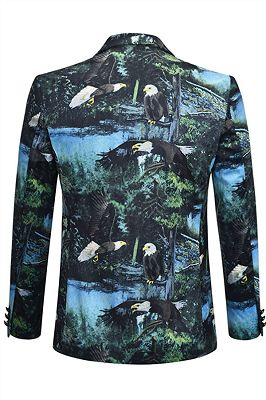 Diego Green Cute Animal Printed Slim Fit Mens Blazer