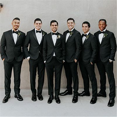 Hunter Handsome Black Peaked Lapel Bespoke Men Suits for Wedding_2
