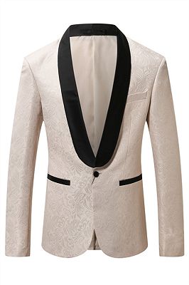 Julian Casual Off White Jacuquard One Button Blazer Jacket