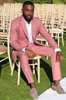 Pink Notched Lapel Two Pieces Slim Fit Men's Suit for Prom_1
