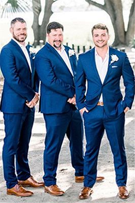 Austin Dark Blue Notched Lapel Men Suit for Groomsmen_1