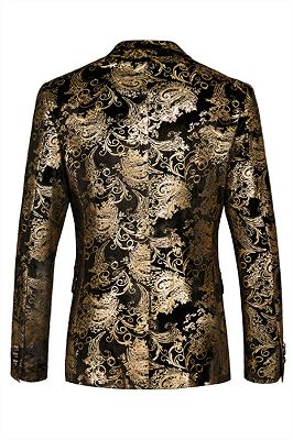 Lucas Gold Jacquard Slim Fit Blazer Jacket