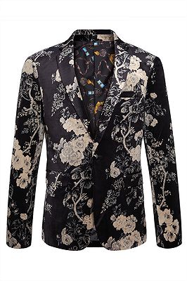 Robert Black Floral Best Fitted Blazer Jacket