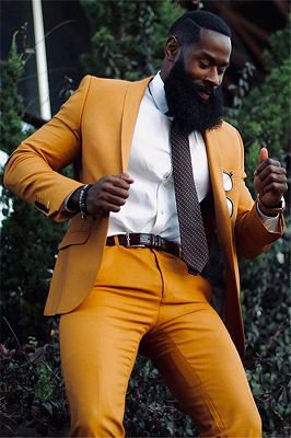 Jayden Stylish Yellow Shawl Lapel One Button Mens Suit_1