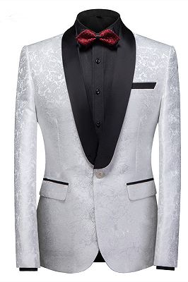 Victor White Jacquard One Buttons Wedding Men Suits
