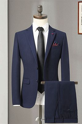 Vincent Navy Blue Notched Lapel Best Fitted Men Suits_1