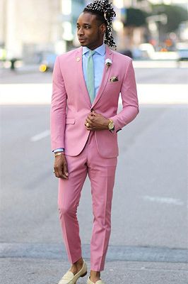 Santiago Fashion Pink Two Pieces Notched Lapel Prom Outfits for Men