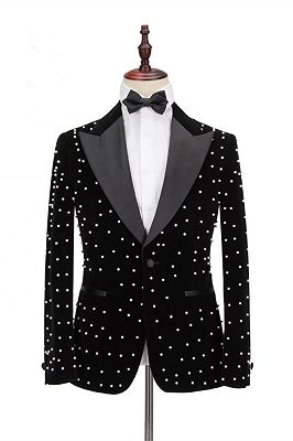 Omar Glamorous Black Peaked Lapel Men Suits for Prom_1