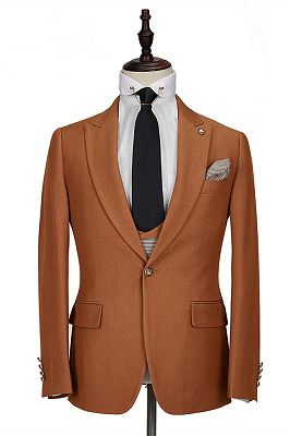 Orange Peak Lapel 3 Piece Men's Suit with Double Breasted Waistcoat_3