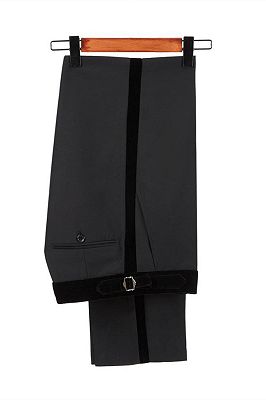 Stylish Velvet Lapel Double Breasted Prom Suit | Belt Leopard Black Jacquard Men's Suit for Wedding_6