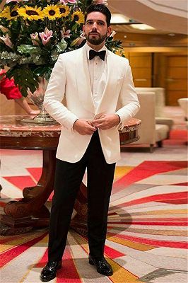 Tristan Stylish White Shawl Lapel One Buttons Slim Fit Wedding Suits