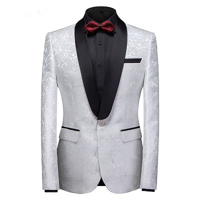 Victor White Jacquard One Buttons Wedding Men Suits_4
