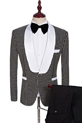 Black and White Shawl Lapel Wedding Suits | Fashion Dot Prom Tuxedo_1