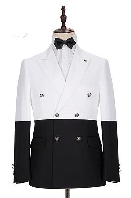 Jorge Simple White and Black Double Breasted Men Suits Online_1