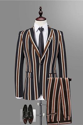 Jeremy Stylish Black Striped Men Suits for Prom