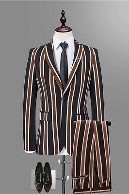 Jeremy Stylish Black Striped Men Suits for Prom_1