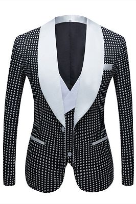 Shane Black Dot Slim Fit Shawl Lapel Wedding Tuxedo for Men_1