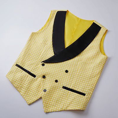 Travis Yellow Dot Shawl Lapel Wedding Groom Suits for Sale_3