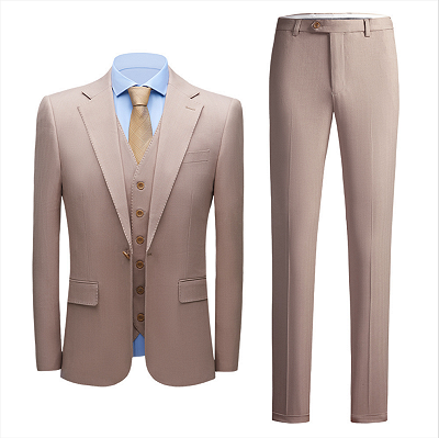 Stylish Notched Lapel Slim Fit Nude Pink Formal Suits for Men_4