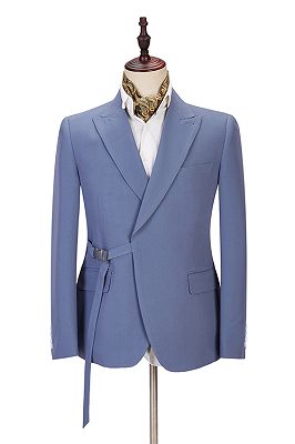 Preston Ocean Blue Peaked Lapel Slim Fit Men Suits for Prom_1