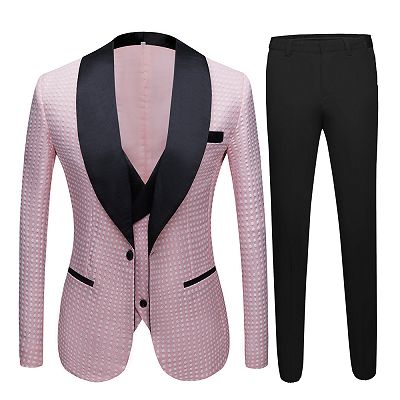 Hudson Pink Shawl Lapel Dot Wedding Men Suits Online_4