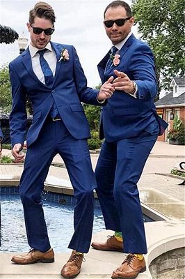 Brody Navy Blue Notched Lapel Stylish Wedding Groomsmen Suits