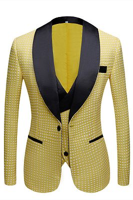 Travis Yellow Dot Shawl Lapel Wedding Groom Suits for Sale