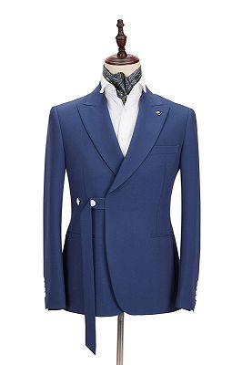 Kayden Newest Dark Blue Peaked Lapel Slim Fit Men Suits for Business_1