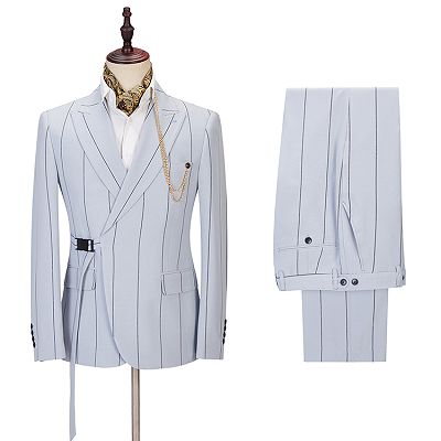 Damian Handsome Striped Peaked Lapel Men Suits Online_2