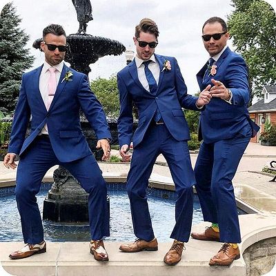 Brody Navy Blue Notched Lapel Stylish Wedding Groomsmen Suits