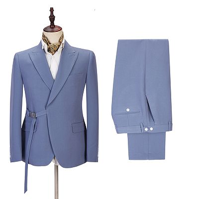 Preston Ocean Blue Peaked Lapel Slim Fit Men Suits for Prom_3