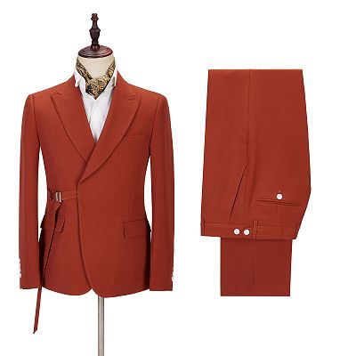 Giovanni Newest Peaked Lapel Slim Fit Orange Men Suits for Casual_3